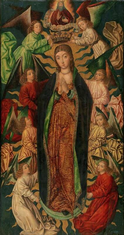 Diego De La Cruz Art Print featuring the painting 'The Assumption and Coronation of the Virgin'. Ca. 1497. Oil on... by Diego de la Cruz -fl 1482-1500-