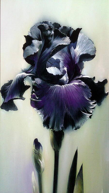 Russian Artists New Wave Art Print featuring the painting The Night. Black Iris Fragment by Alina Oseeva