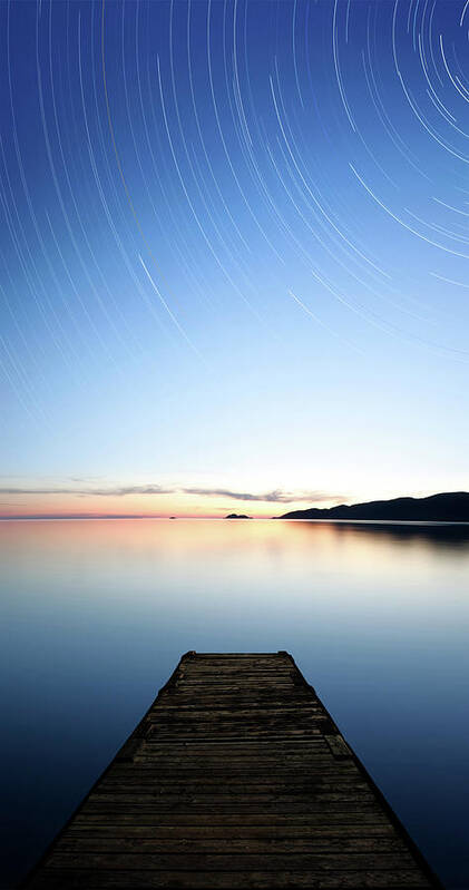 Water's Edge Art Print featuring the photograph Xxxl Serene Starry Lake by Sharply done