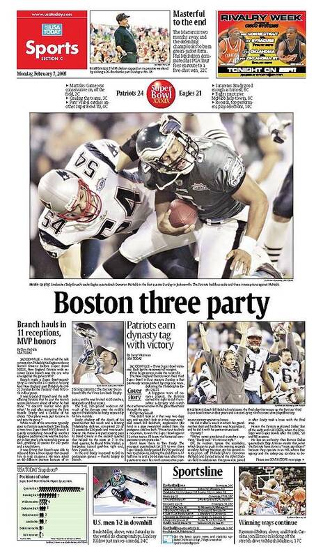 2005 Patriots Vs. Eagles Usa Today Sports Section Front Art Print