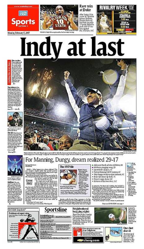 2007 Colts Vs. Bears Usa Today Sports Section Front Art Print