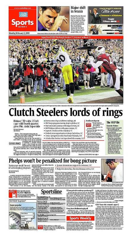 2009 Steelers Vs. Cardinals Usa Today Sports Section Front Art Print