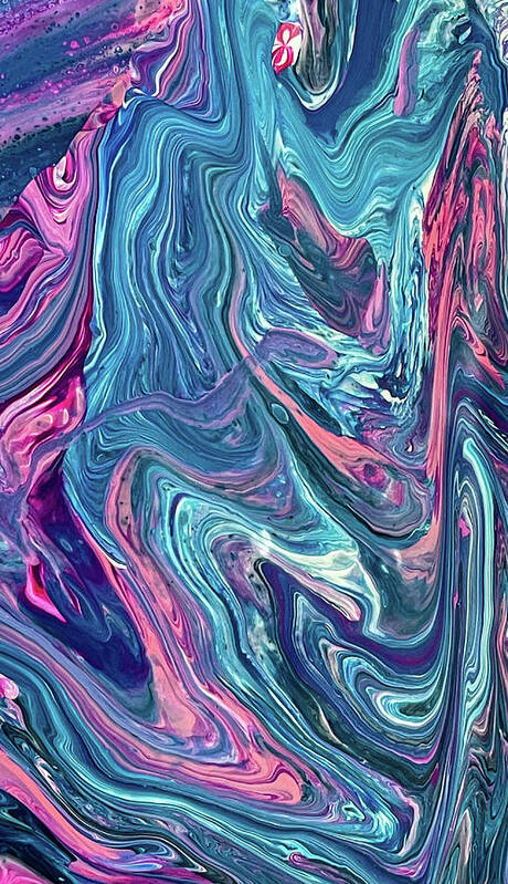 Abstract Art Print featuring the painting Abstract Art Blue Pink Purple Acrylic Pouring Fluid Painting by Matthias Hauser