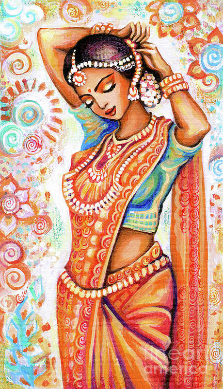 Indian Woman Art Print featuring the painting Aroma of Saffron by Eva Campbell