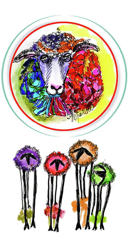 Fairy Collection Art Print featuring the drawing Ba Ba Red Sheep by Marnie Clark