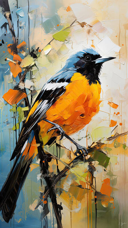 Baltimore Oriole Art Print featuring the painting Baltimore Oriole Art- Baltimore Female Oriole Art by Lourry Legarde