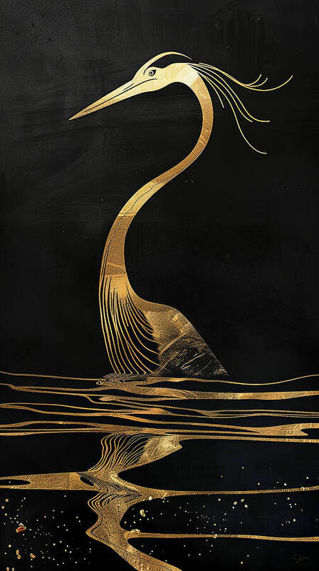 Heron Art Print featuring the painting Bold and Elegant by Lourry Legarde