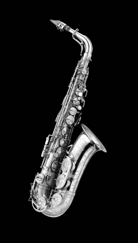 Charlie Parker Art Print featuring the photograph Charlie Parker Saxophone - Black and White by David Hinds