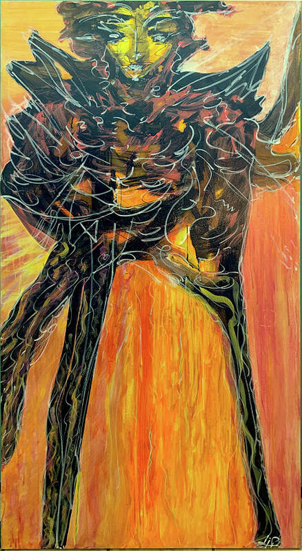 Alien Art Print featuring the painting Fiery Orange by Leslie Porter