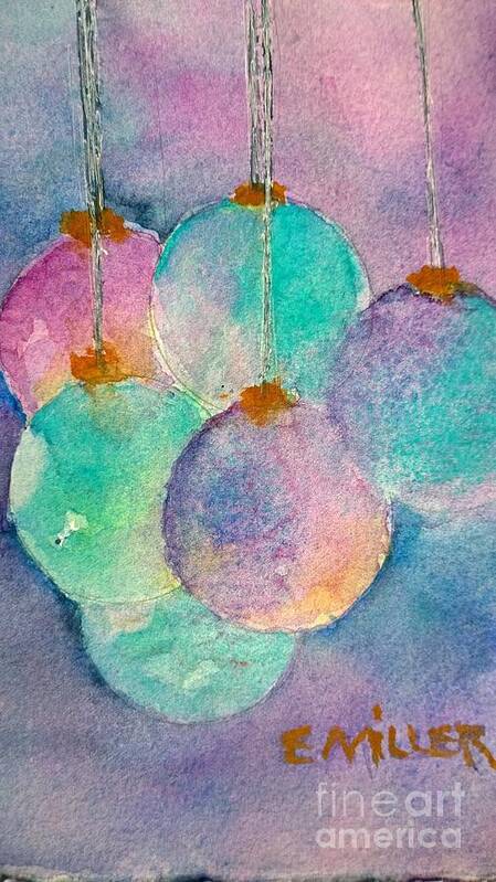 Holiday Ornament Cards Art Print featuring the painting Holiday Ornaments by Eunice Miller