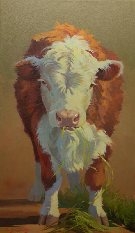 Farm Animals Art Print featuring the painting Just a Little Bull by Carolyne Hawley