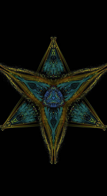Kosmic Kreation Star Mandala Art Print featuring the digital art Kosmic Kreation Star Mandala by Michael Canteen