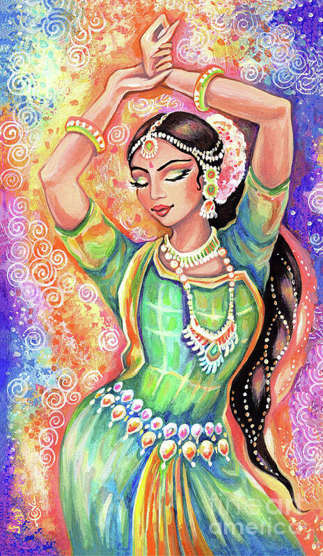 Indian Dancer Art Print featuring the painting Light of Ishwari v1 by Eva Campbell