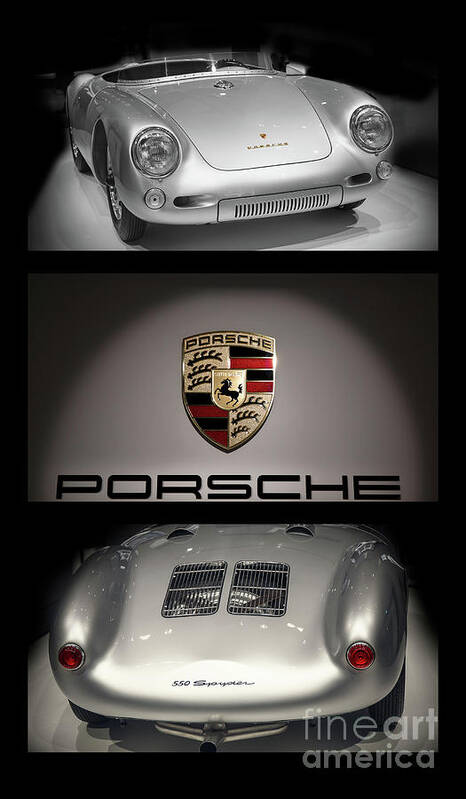 Porsche 550 Art Print featuring the photograph Porsche 550 Spyder triptych by Stefano Senise