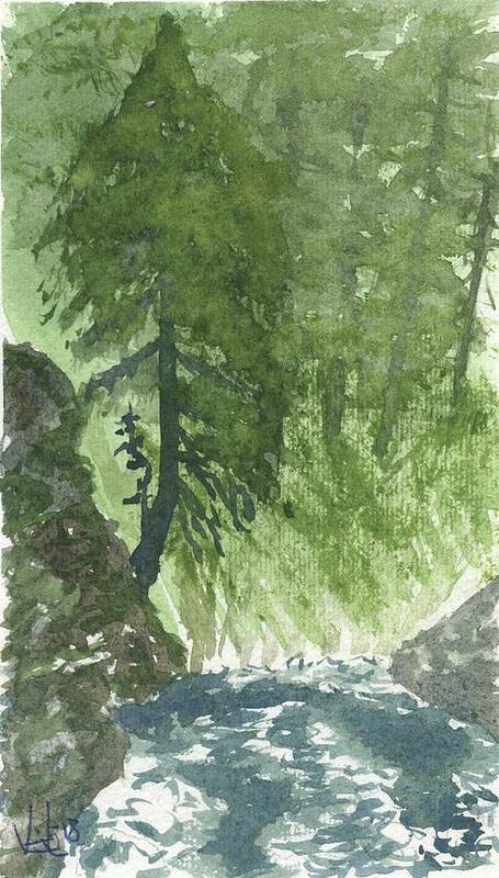 Trees Art Print featuring the painting Spring Runnoff in Sanders Creek by Victor Vosen