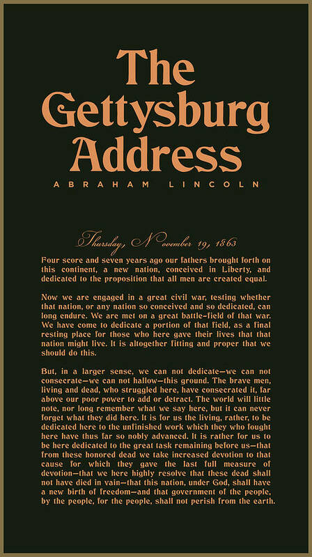 Gettysburg Address Art Print featuring the digital art The Gettysburg Address Print - Abraham Lincoln Speech - American History Poster 02 by Studio Grafiikka