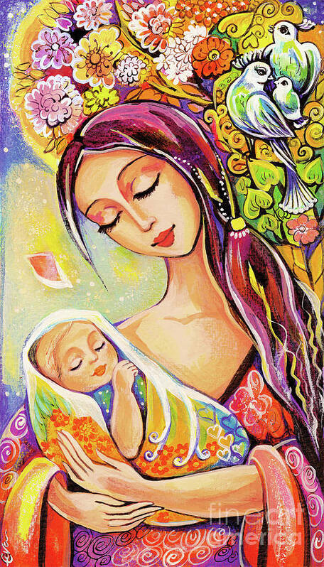 Mother And Child Art Print featuring the painting Tree of Life by Eva Campbell
