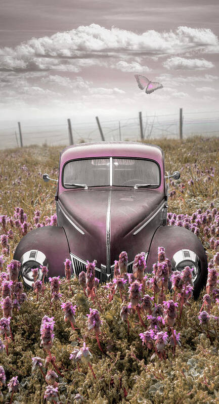 1938 Art Print featuring the photograph Vintage Ford in Pinks by Debra and Dave Vanderlaan