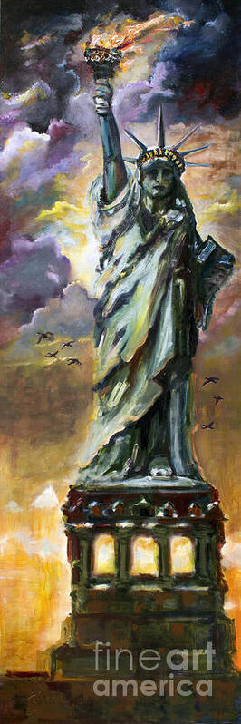 2014 Art Print featuring the painting Statue of Liberty New York by Ginette Callaway