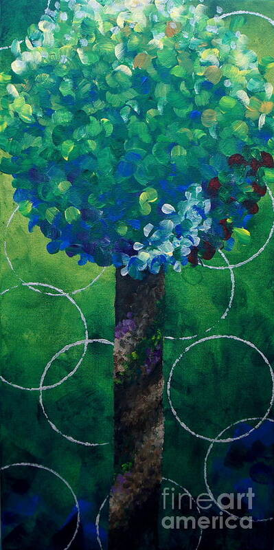 Emerald Green Painting Art Print featuring the painting Lollipop Tree Green #1 by Shiela Gosselin