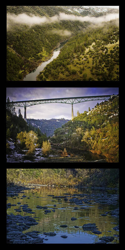 American River Art Print featuring the photograph American River Triptych by Sherri Meyer