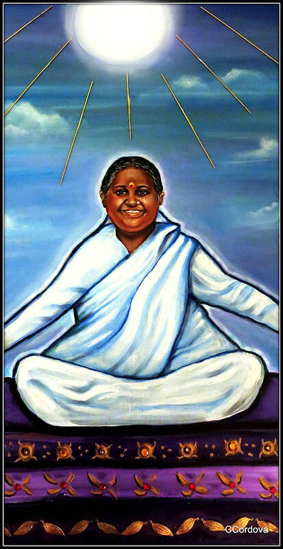 Amma Art Print featuring the painting Amma -The Hugging Saint by Carmen Cordova