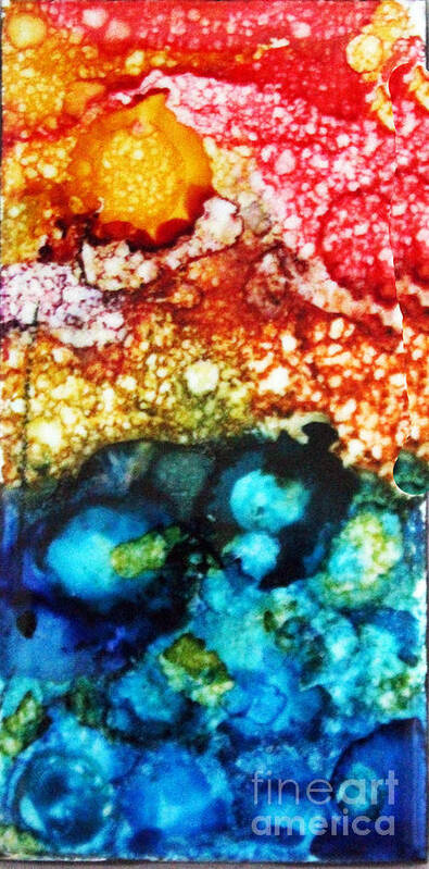 Alcohol Ink Art Print featuring the painting Angry Ocean TIle by Alene Sirott-Cope
