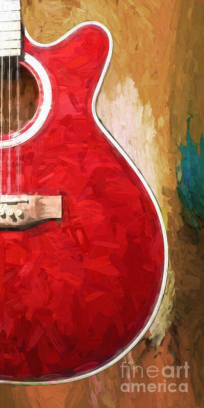 Guitar Art Print featuring the digital art Curves of Passion Guitar Art by Jayne Carney