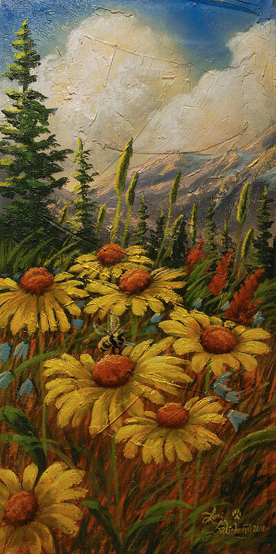 Pine Tree's Art Print featuring the painting Flowers from the Forest by Lori Salisbury