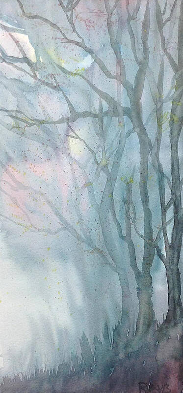 Fog Art Print featuring the painting Foggy Trees by Rebecca Davis