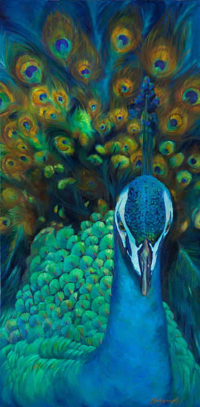Peacock Art Print featuring the painting Glory by Chris Brandley