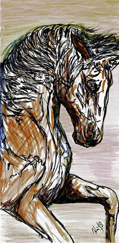 Texas Art Print featuring the drawing Horse Twins I #1 by Erich Grant