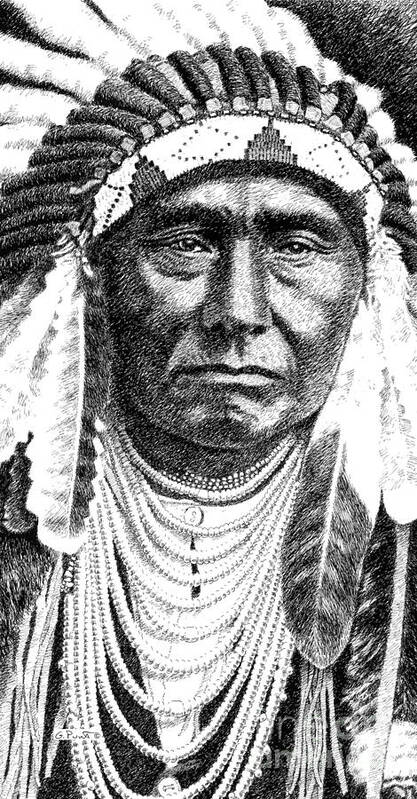 Native Art Print featuring the drawing iPhone-Case-Chief-Joseph by Gordon Punt