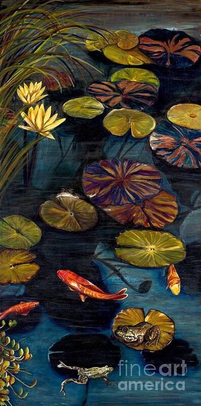 Lily Pads Art Print featuring the painting Life Among The Lily Pads by Patty Vicknair