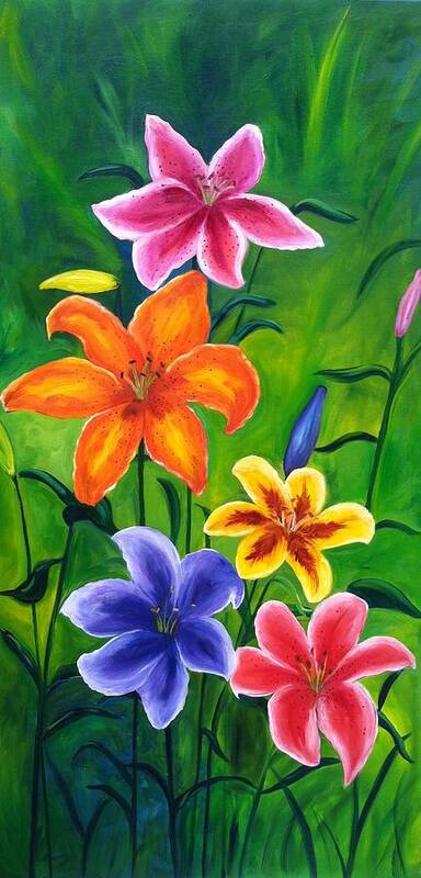 Lily Art Print featuring the painting Lily Garden by Vikki Angel