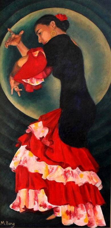 Portrait Art Print featuring the painting Luna Flamenco by Marian Berg