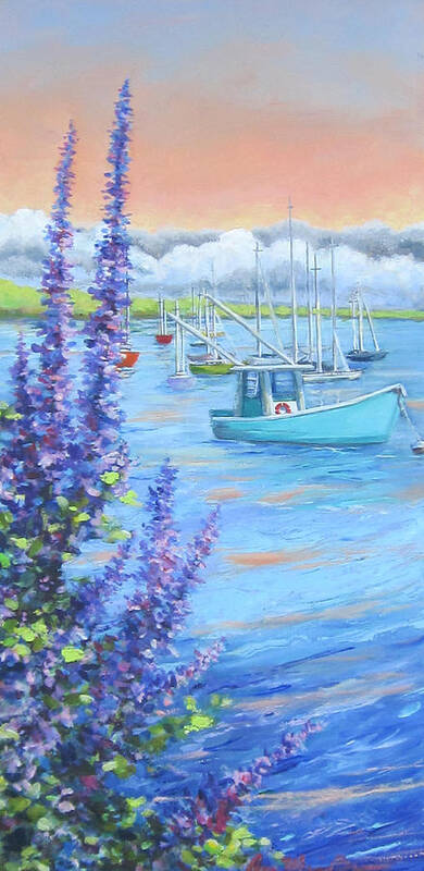 Boat Art Print featuring the painting Martha's Lavender Vineyard by Anne Marie Brown