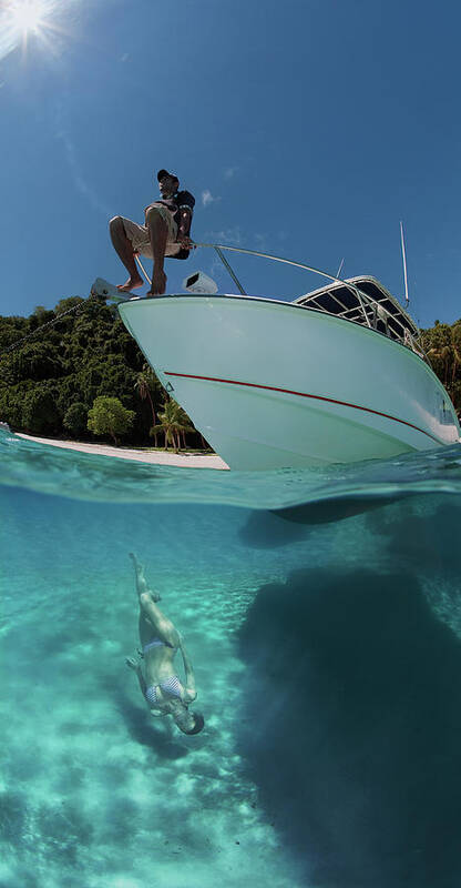 Girl Art Print featuring the photograph On The Boat And Under by Andrey Narchuk