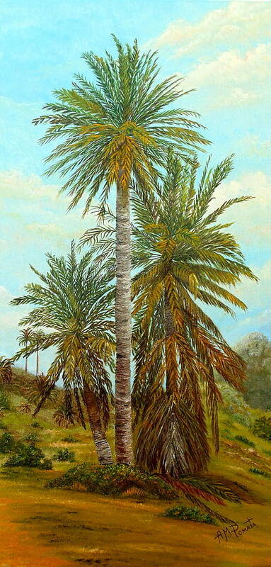 Palm Trees Painting Art Print featuring the painting Palm Trees by Angeles M Pomata
