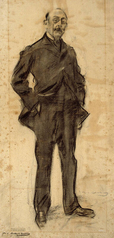Ramon Casas Art Print featuring the drawing Portrait of Ezequiel Boixet by Ramon Casas