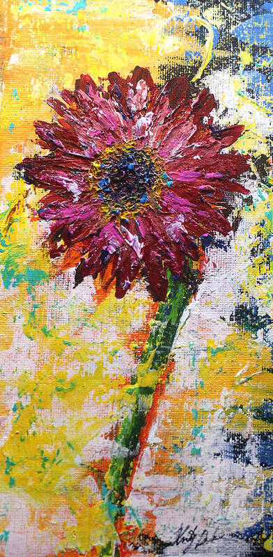 Red Flower Art Print featuring the painting Red Sunflower by Kristye Dudley