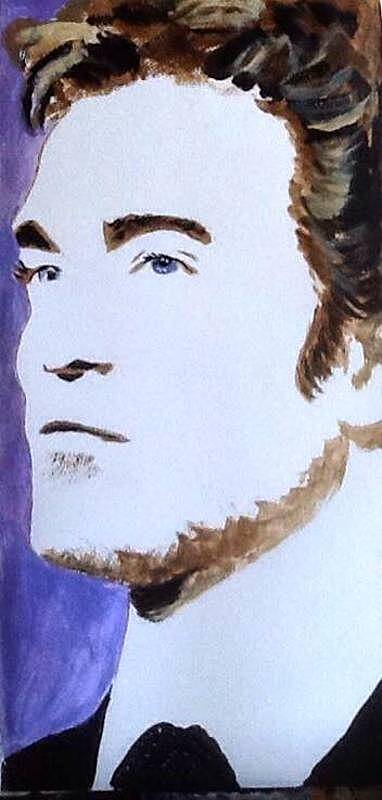 Robert Pattinson Famous Faces Actor Movies Filmstar Popular Painting Blackandwhite Art Print featuring the painting Robert Pattinson 219 by Audrey Pollitt