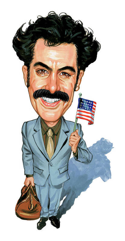 Borat Sagdiyev Art Print featuring the painting Sacha Baron Cohen as Borat Sagdiyev by Art 