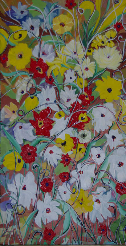 Spring Art Print featuring the painting Spring Flowers by Sima Amid Wewetzer