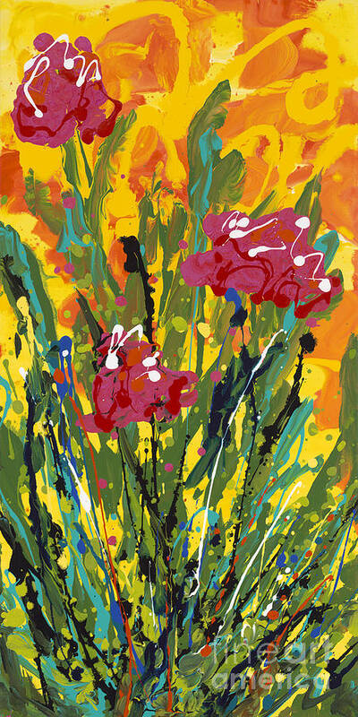 Spring Art Print featuring the painting Spring Tulips Triptych Panel 3 by Nadine Rippelmeyer