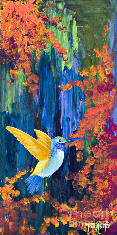 Hummer Art Print featuring the painting Summer Garden by Tracy L Teeter 