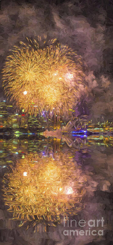 New Years Eve Fireworks Art Print featuring the photograph Sydney Harbour fireworks by Sheila Smart Fine Art Photography