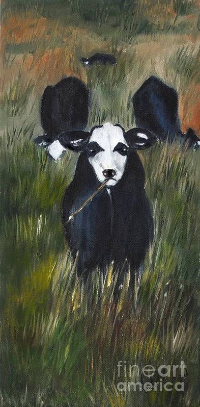 Cow Art Print featuring the painting The last straw by Carol Sweetwood