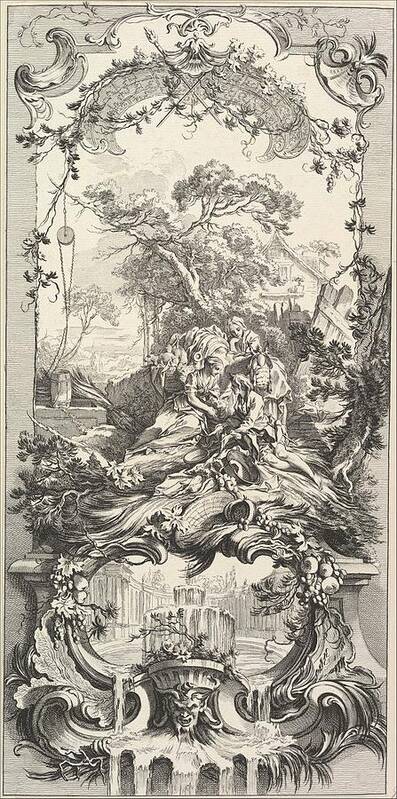 Boucher Art Print featuring the drawing Triomphe De Pomone Triumph Of Pomona by Charles Nicolas Cochin II