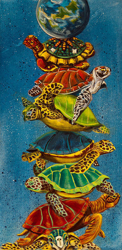  Susan Culver Art Art Print featuring the painting Turtles All The Way Down by Susan Culver